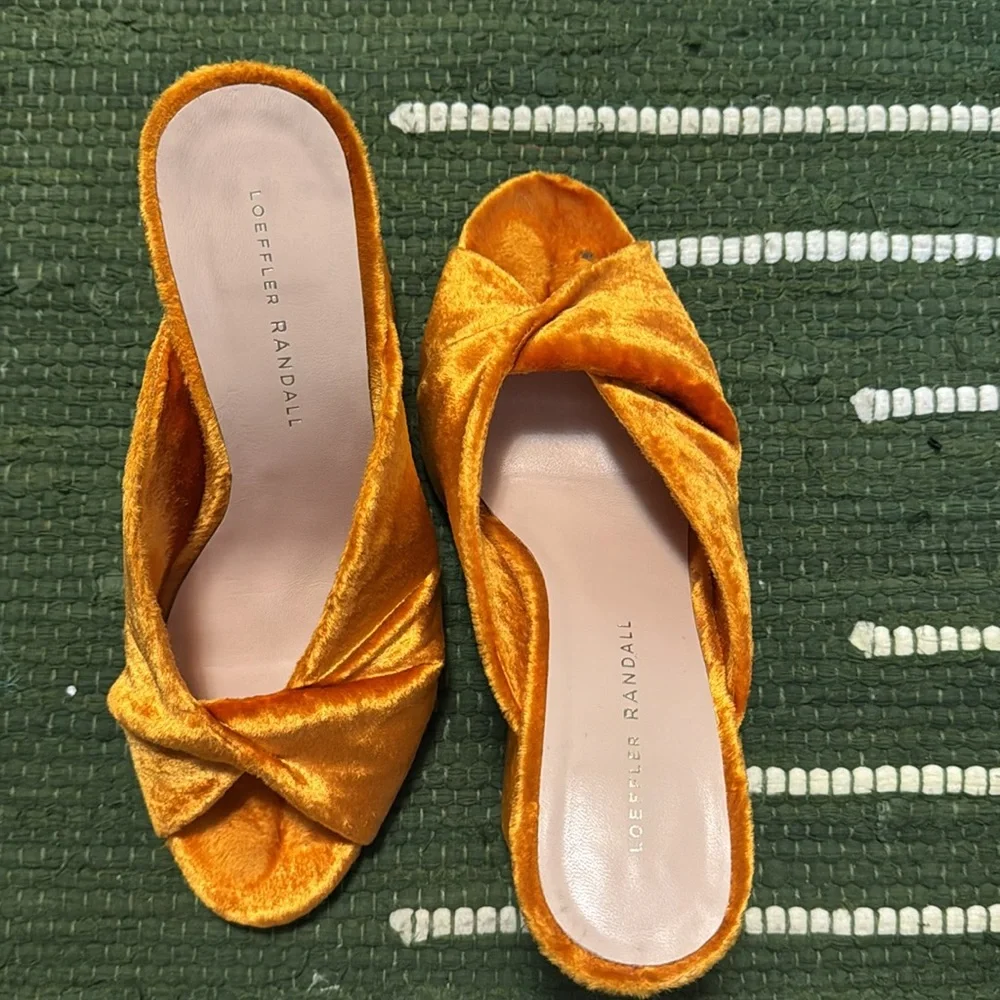 Loeffler Randall Laurel Velvet Twist Mules in Tangerine - Picture 8 of 9